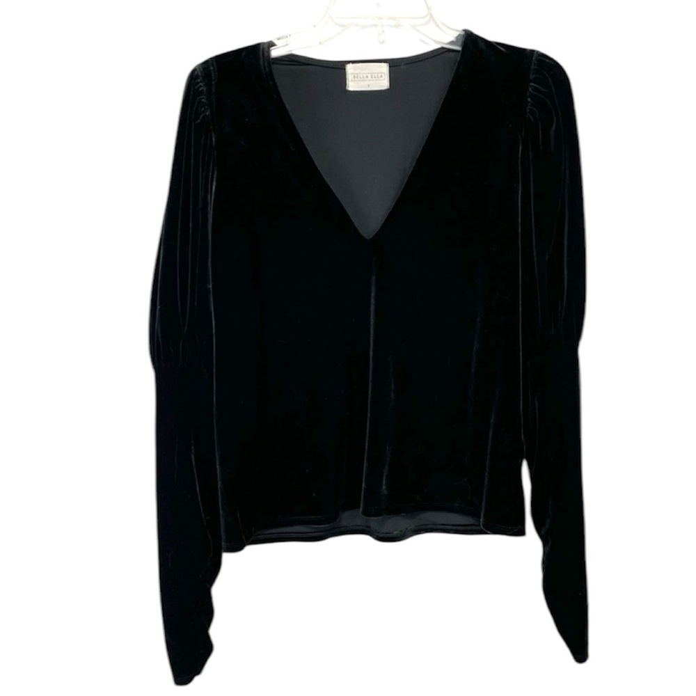 Bella Ella Boutique Fashion Icon Velvet Top - Black Regencycore - SZ S